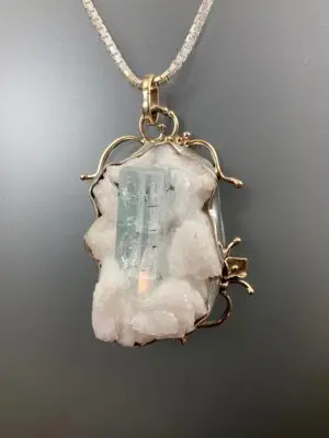 P 2114 Aquamarine Crystal In Clevelandite Matrix