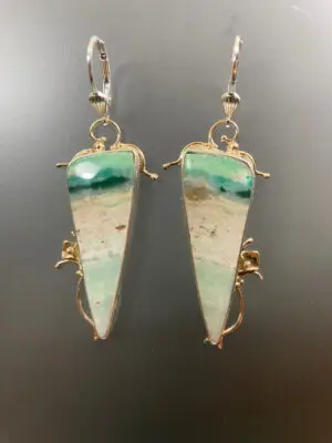 ER 2153 Opalized Wood with Sterling lever backs