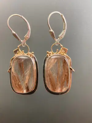 ER 2111 Rutilated Quartz with Sterling lever backs
