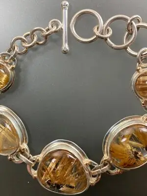 B2107 Rutilated Quartz Link Bracelet