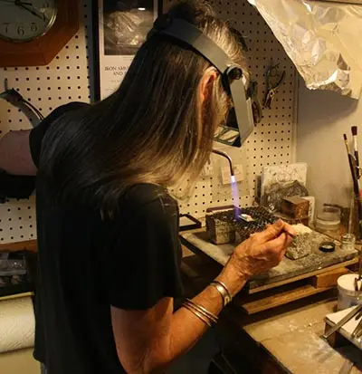 margie at the soldering bench